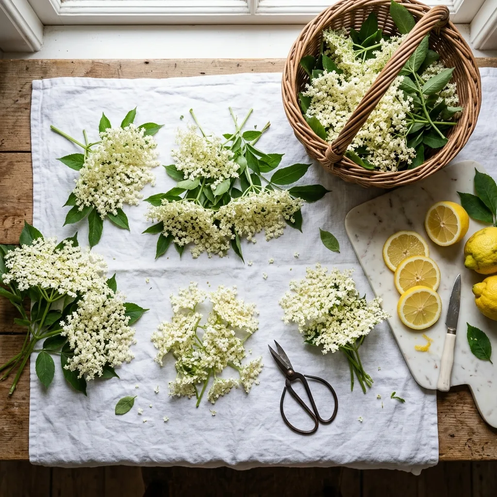 Selbst gemachter Holunderblütensirup 9 Elderflower blossoms with 202604172309