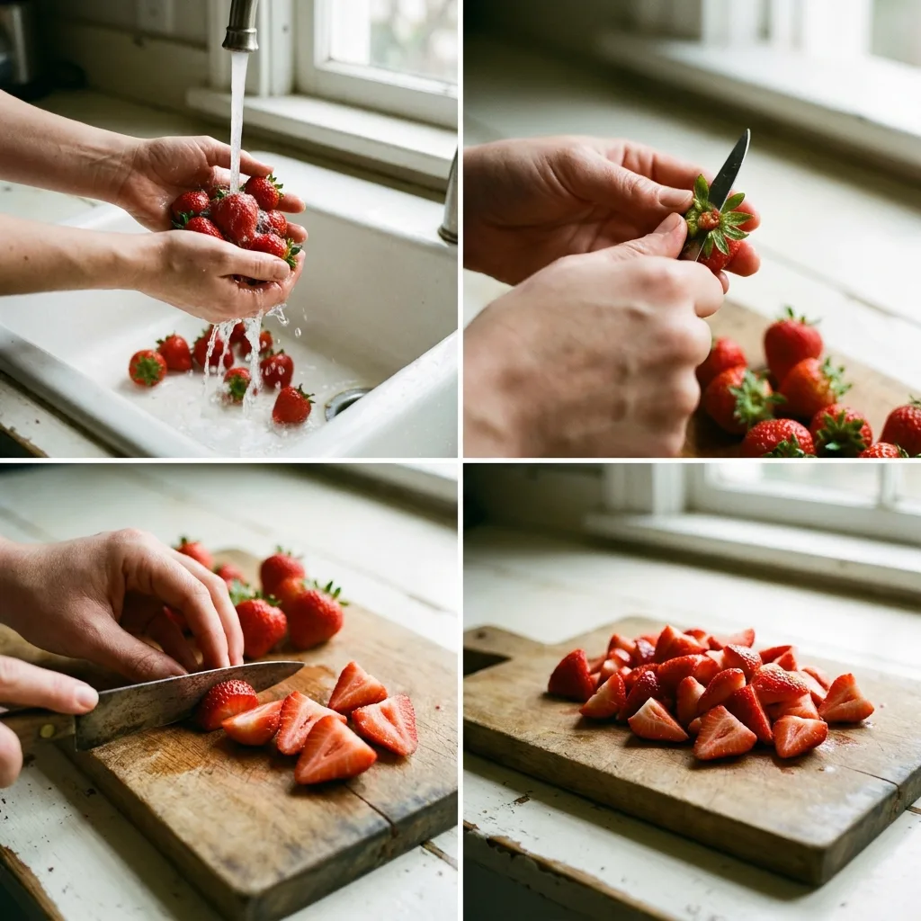 Erdbeerbowle 9 Hands washing strawberries cutting 202605020113