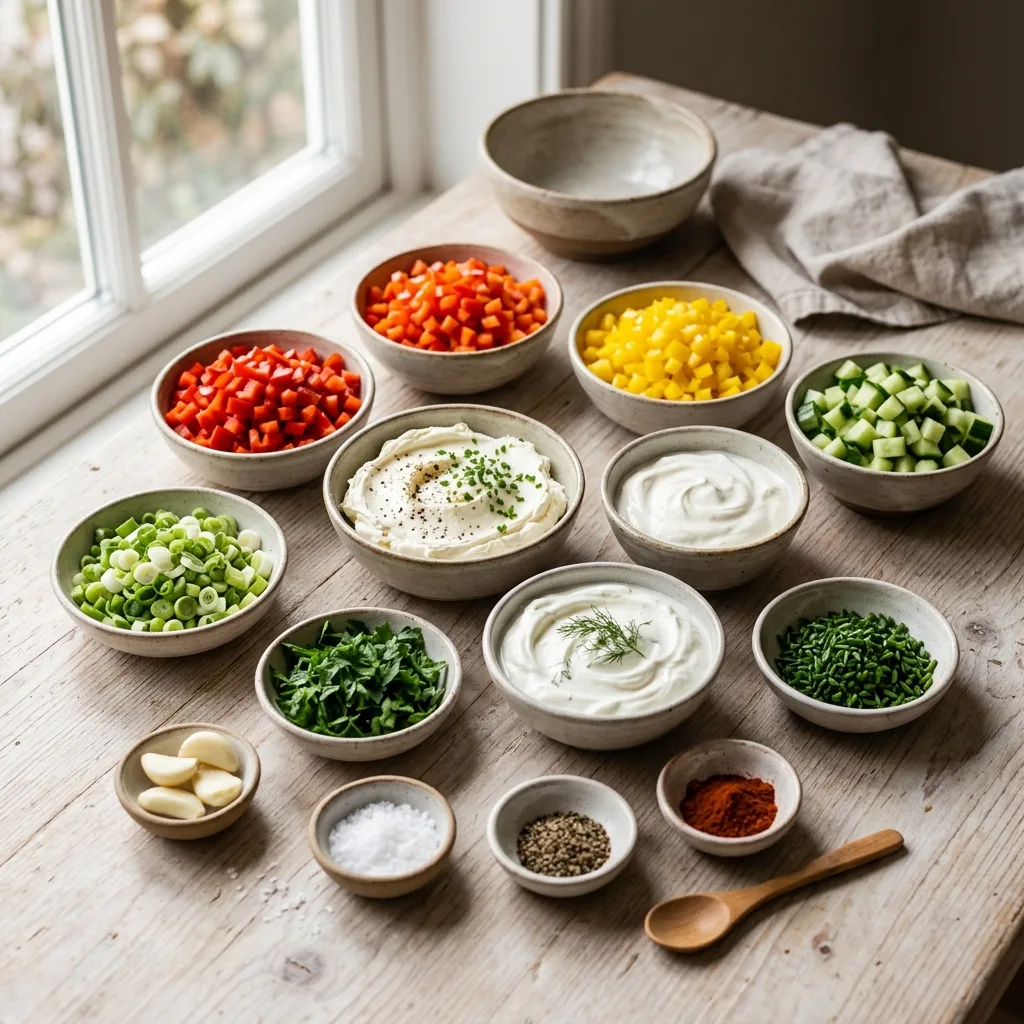Cremiger Party Dip – schnell, einfach & perfekt für jede Feier 9 Ingredients for creamy dip 202605071522