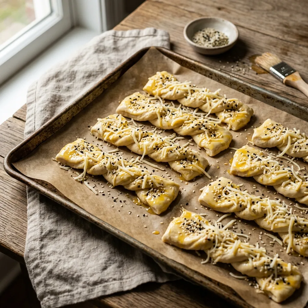 Pizzastangen – einfaches Fingerfood aus dem Ofen 11 Pizzastangen kurz vor Backen 202605081820 1