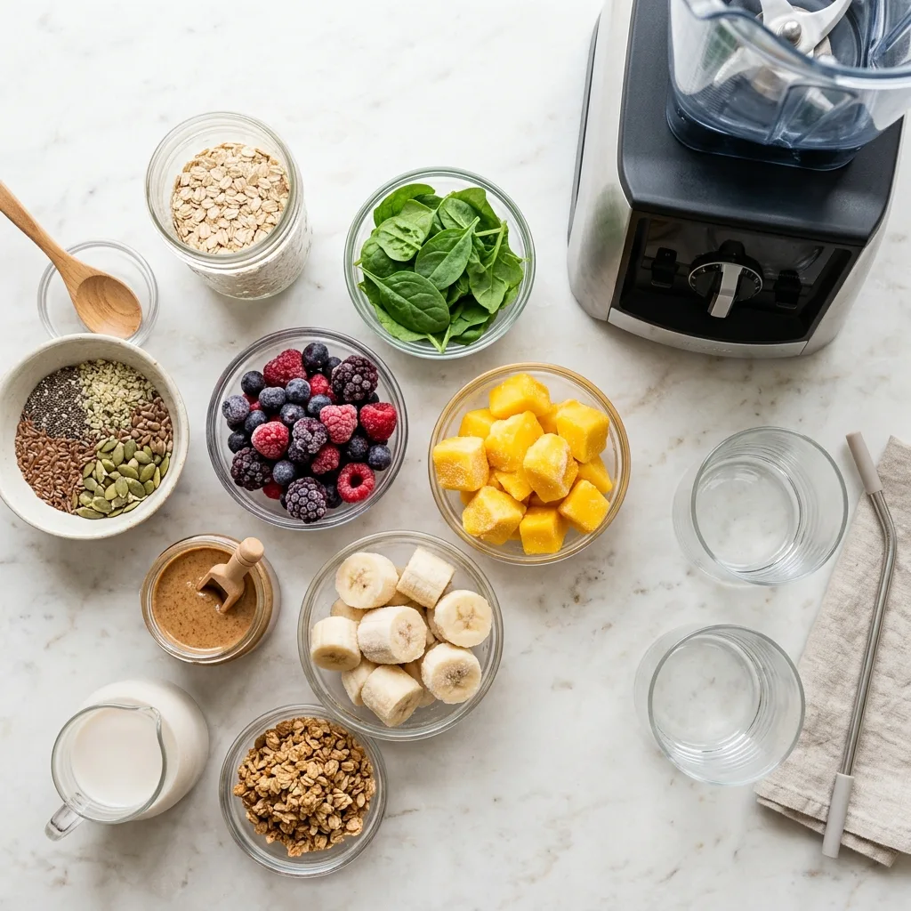 Smoothie Rezepte – cremig, nährstoffreich und alltagstauglich 11 Smoothie prep scene colorful fruits 202605022239