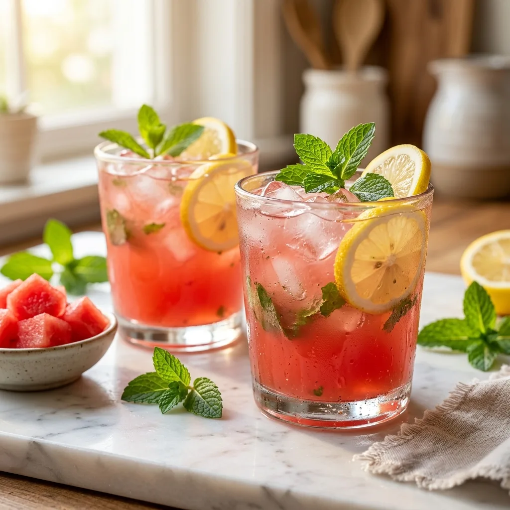 Sommer Getränke: 7 erfrischende Rezepte für heiße Tage 11 Two glasses watermelon mint lemo… 202605041841